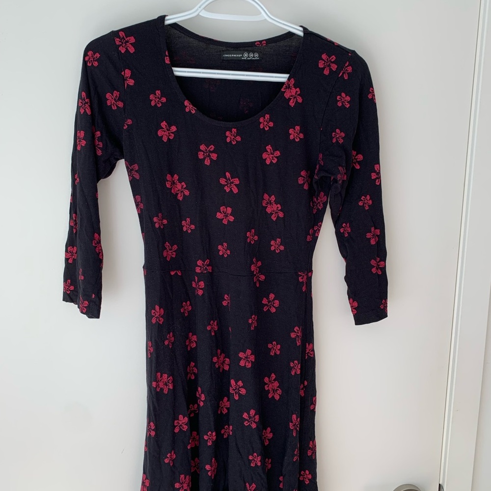 Atmosphere Black Dress with Pink Floral Design